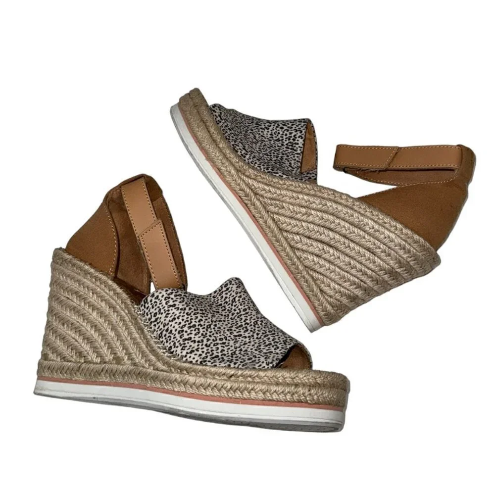 Toms Marisol Womens Espadrille Wedge Sandal‎ Leopard size 9.5 Lk Nw!
